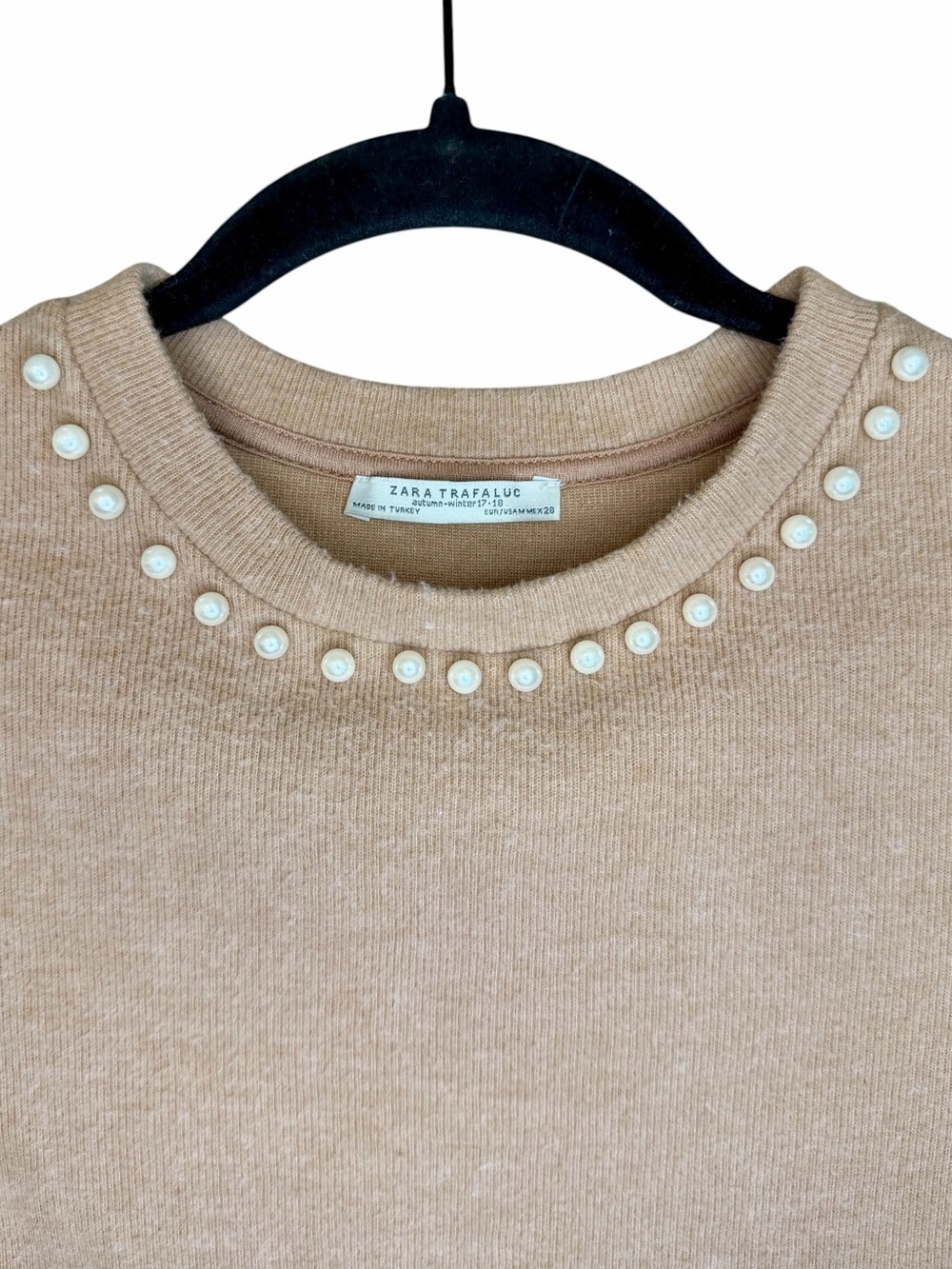 Zara Trafaluc Pearl Embellished Crop Top - Size Medium - Picture 3 of 7